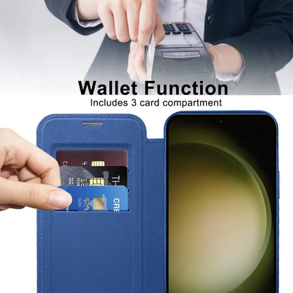 For Samsung Galaxy S23+ 5G Shield MagSafe RFID Anti-theft Rhombus Leather Phone Case(Dark Blue) - Galaxy S23+ 5G Cases by buy2fix | Online Shopping UK | buy2fix