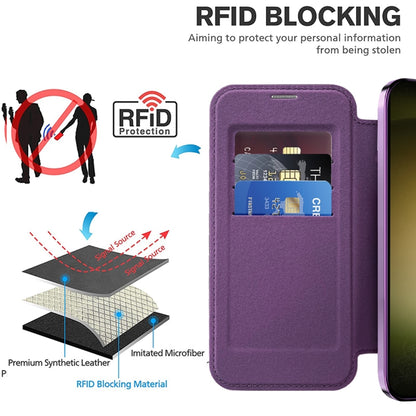 For Samsung Galaxy S23+ 5G Shield MagSafe RFID Anti-theft Rhombus Leather Phone Case(Purple) - Galaxy S23+ 5G Cases by buy2fix | Online Shopping UK | buy2fix