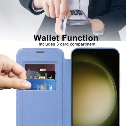 For Samsung Galaxy S23+ 5G Shield MagSafe RFID Anti-theft Rhombus Leather Phone Case(Blue) - Galaxy S23+ 5G Cases by buy2fix | Online Shopping UK | buy2fix