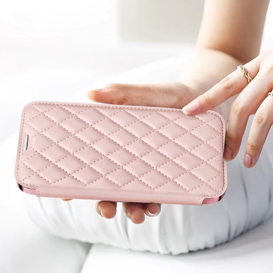 For Samsung Galaxy S23+ 5G Shield MagSafe RFID Anti-theft Rhombus Leather Phone Case(Pink) - Galaxy S23+ 5G Cases by buy2fix | Online Shopping UK | buy2fix