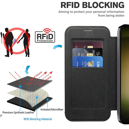 For Samsung Galaxy S23 Ultra 5G Shield MagSafe RFID Anti-theft Rhombus Leather Phone Case(Black) - Galaxy S23 Ultra 5G Cases by buy2fix | Online Shopping UK | buy2fix