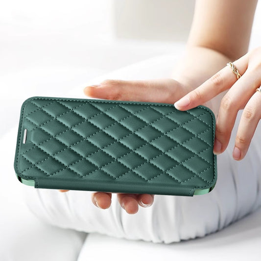 For Samsung Galaxy S23 Ultra 5G Shield MagSafe RFID Anti-theft Rhombus Leather Phone Case(Green) - Galaxy S23 Ultra 5G Cases by buy2fix | Online Shopping UK | buy2fix