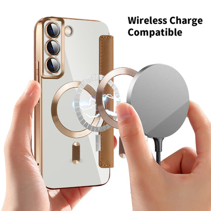 For Samsung Galaxy S23 Ultra 5G Shield MagSafe RFID Anti-theft Rhombus Leather Phone Case(Brown) - Galaxy S23 Ultra 5G Cases by buy2fix | Online Shopping UK | buy2fix
