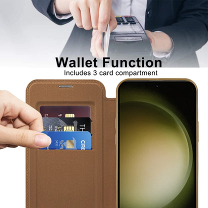 For Samsung Galaxy S23 Ultra 5G Shield MagSafe RFID Anti-theft Rhombus Leather Phone Case(Brown) - Galaxy S23 Ultra 5G Cases by buy2fix | Online Shopping UK | buy2fix