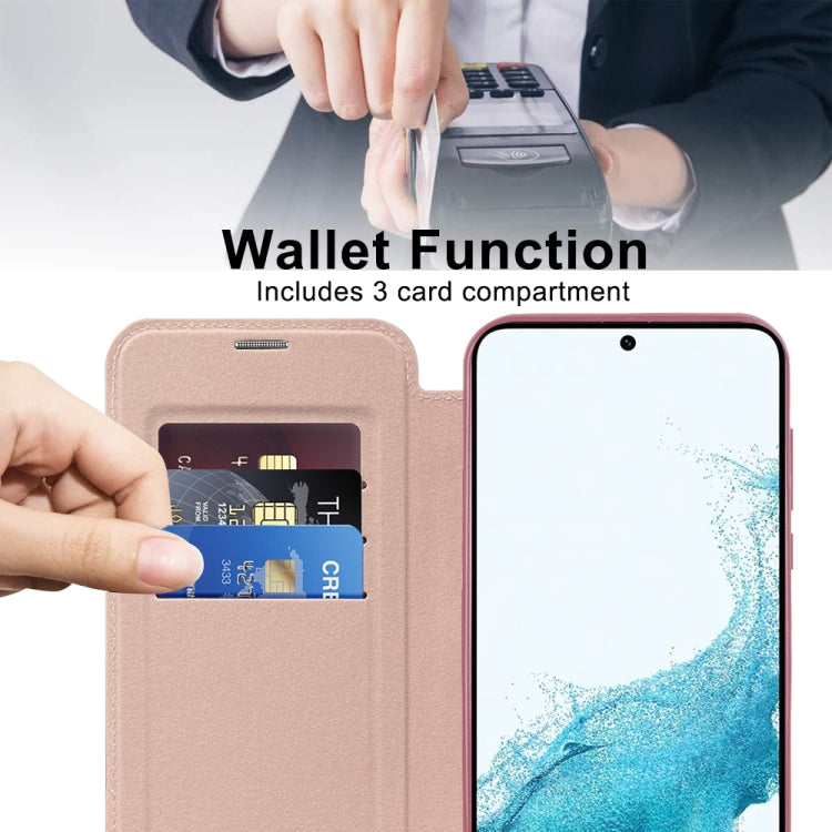 For Samsung Galaxy S22 5G Shield MagSafe RFID Anti-theft Rhombus Leather Phone Case(Pink) - Galaxy S22 5G Cases by buy2fix | Online Shopping UK | buy2fix