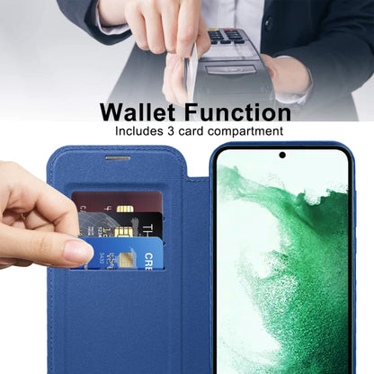 For Samsung Galaxy S22+ 5G Shield MagSafe RFID Anti-theft Rhombus Leather Phone Case(Dark Blue) - Galaxy S22+ 5G Cases by buy2fix | Online Shopping UK | buy2fix