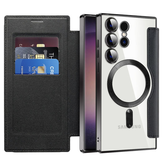 For Samsung Galaxy S24 Ultra 5G Shield MagSafe RFID Anti-theft Rhombus Leather Phone Case(Black) - Galaxy S24 Ultra 5G Cases by buy2fix | Online Shopping UK | buy2fix