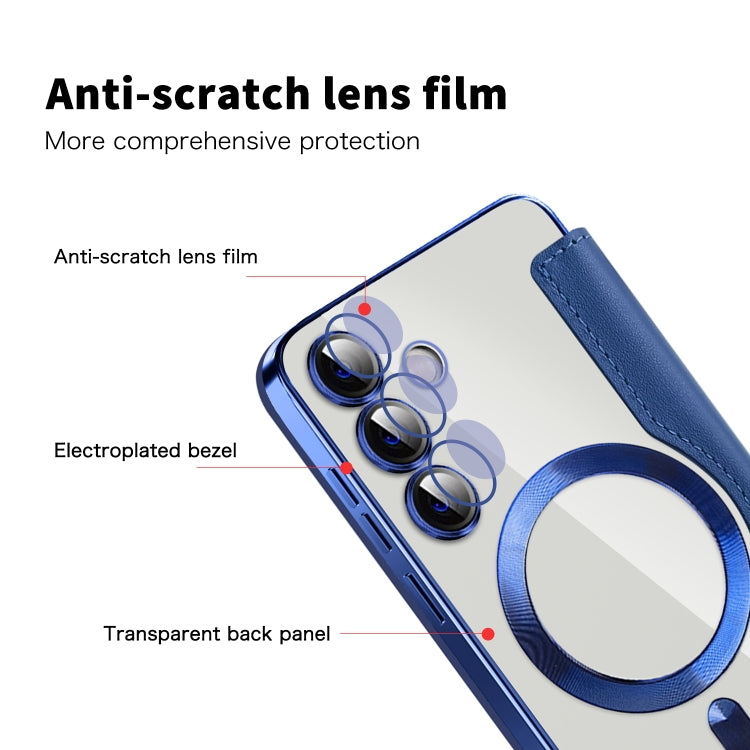 For Samsung Galaxy S24+ 5G Shield MagSafe RFID Anti-theft Rhombus Leather Phone Case(Dark Blue) - Galaxy S24+ 5G Cases by buy2fix | Online Shopping UK | buy2fix