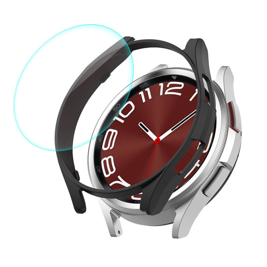 For Samsung Galaxy Watch6 Classic 47mm ENKAY Hat-Prince Electroplated Hard PC Case + 0.2mm 9H Glass Screen Protector(Black) - Watch Cases by ENKAY | Online Shopping UK | buy2fix