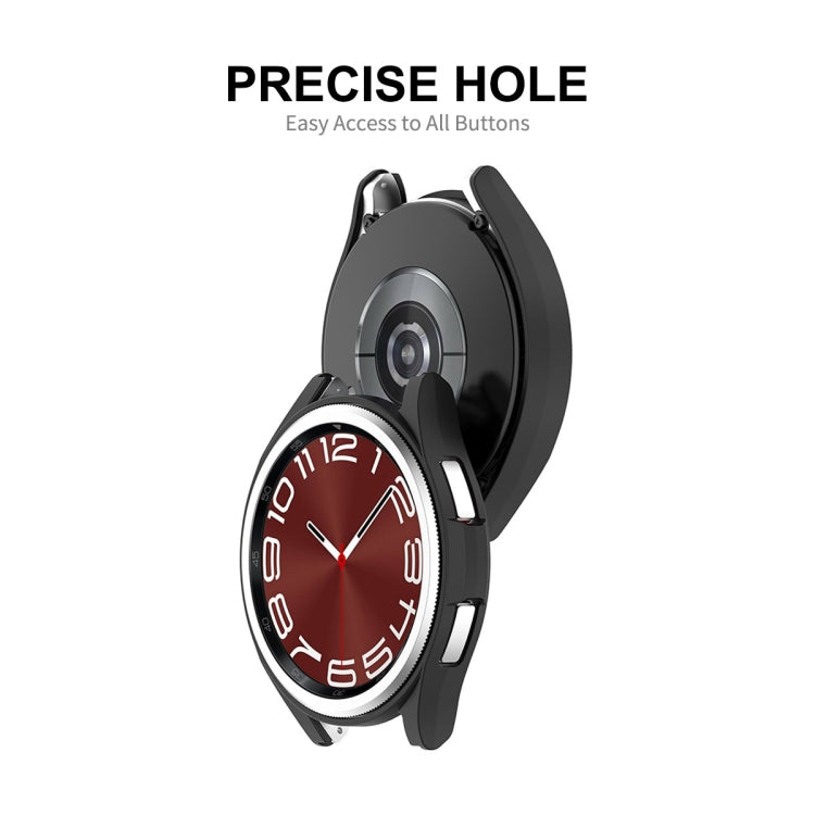 For Samsung Galaxy Watch6 Classic 43mm ENKAY Hat-Prince Electroplated Hard PC Case + 0.2mm 9H Glass Screen Protector(Black) - Watch Cases by ENKAY | Online Shopping UK | buy2fix