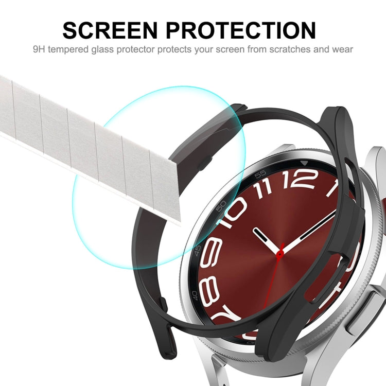 For Samsung Galaxy Watch6 Classic 43mm ENKAY Hat-Prince Electroplated Hard PC Case + 0.2mm 9H Glass Screen Protector(Black) - Watch Cases by ENKAY | Online Shopping UK | buy2fix