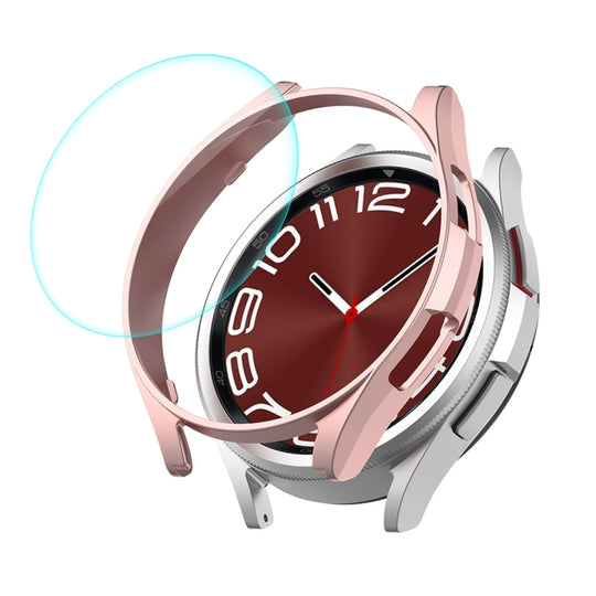 For Samsung Galaxy Watch6 Classic 43mm ENKAY Hat-Prince Electroplated Hard PC Case + 0.2mm 9H Glass Screen Protector(Rose Gold)