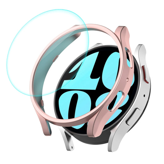 For Samsung Galaxy Watch6 40mm ENKAY Hat-Prince Electroplated Hard PC Case + 0.2mm 9H Glass Screen Protector(Rose Gold) - Watch Cases by ENKAY | Online Shopping UK | buy2fix