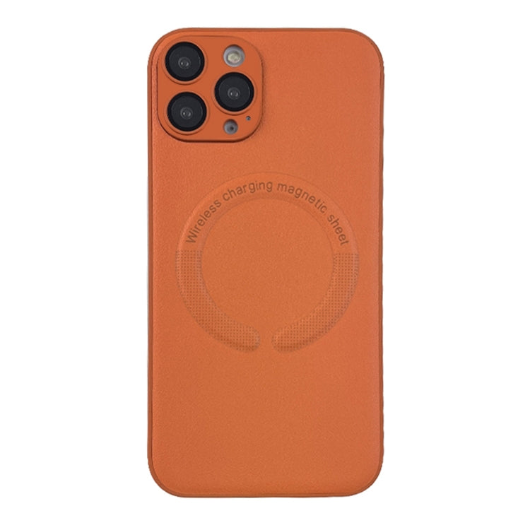 For iPhone 12 Pro Max Leather All-inclusive MagSafe TPU Phone Case(Orange) by buy2fix