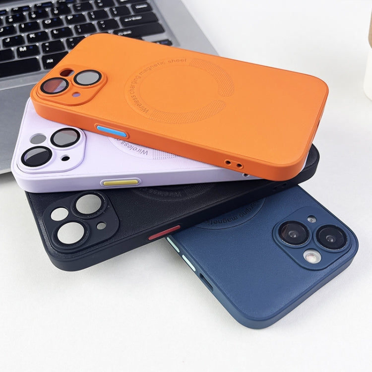 For iPhone 14 Plus Leather All-inclusive MagSafe TPU Phone Case(Blue) - iPhone 14 Plus Cases by buy2fix | Online Shopping UK | buy2fix