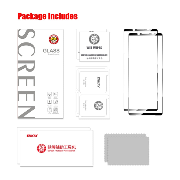 For Sony Xperia 5 V 2pcs ENKAY Full Glue High Aluminum-silicon Tempered Glass Film - Sony Tempered Glass by ENKAY | Online Shopping UK | buy2fix