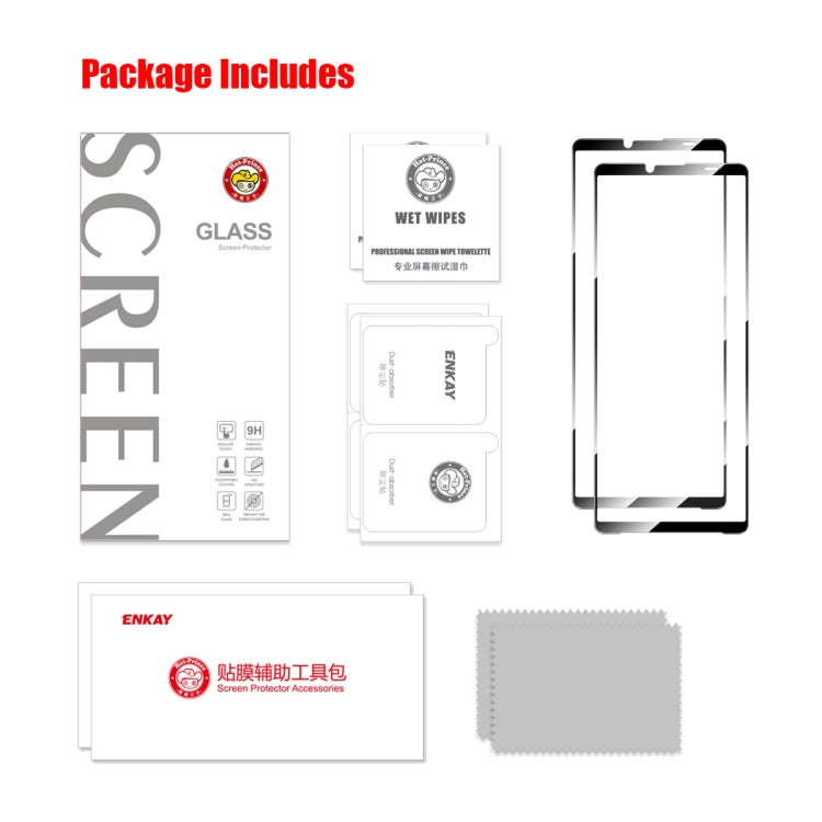 For Sony Xperia 10 V 2pcs ENKAY Full Glue High Aluminum-silicon Tempered Glass Film - Sony Tempered Glass by ENKAY | Online Shopping UK | buy2fix
