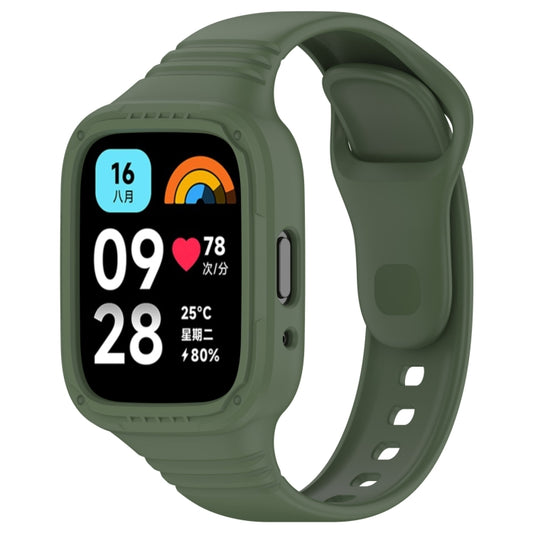 For Redmi Watch 3 Active Integrated Fully Enclosed Silicone Watch Band(Dark Green) - Watch Bands by buy2fix | Online Shopping UK | buy2fix