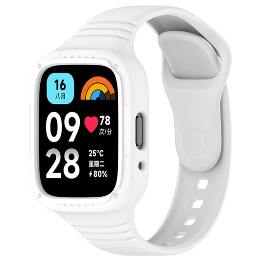 For Redmi Watch 3 Active Integrated Fully Enclosed Silicone Watch Band(White) - Watch Bands by buy2fix | Online Shopping UK | buy2fix