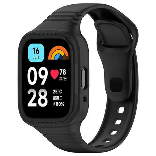 For Redmi Watch 3 Active Integrated Fully Enclosed Silicone Watch Band(Black) - Watch Bands by buy2fix | Online Shopping UK | buy2fix