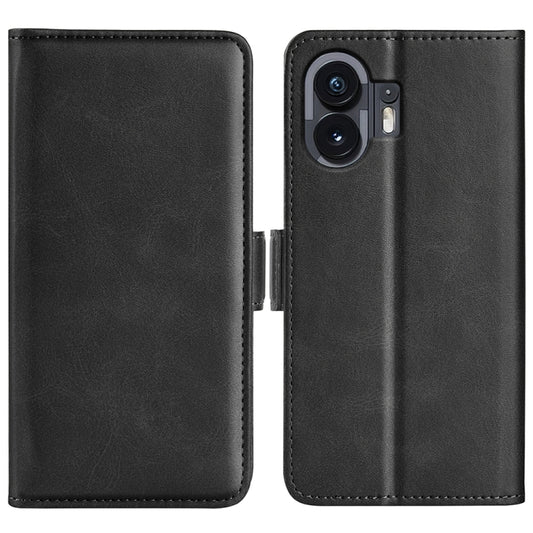 For Nothing Phone 2 Dual-side Magnetic Buckle Horizontal Flip Leather Phone Case(Black) - Nothing Cases by buy2fix | Online Shopping UK | buy2fix