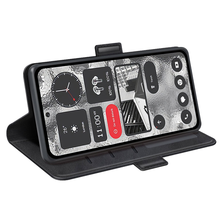 For Nothing Phone 2 Dual-side Magnetic Buckle Horizontal Flip Leather Phone Case(Black) - Nothing Cases by buy2fix | Online Shopping UK | buy2fix