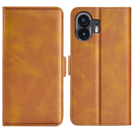 For Nothing Phone 2 Dual-side Magnetic Buckle Horizontal Flip Leather Phone Case(Yellow) - Nothing Cases by buy2fix | Online Shopping UK | buy2fix