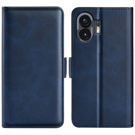 For Nothing Phone 2 Dual-side Magnetic Buckle Horizontal Flip Leather Phone Case(Dark Blue) - Nothing Cases by buy2fix | Online Shopping UK | buy2fix