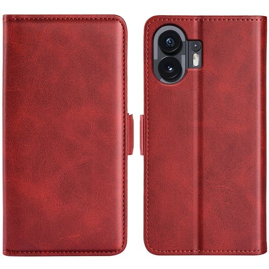 For Nothing Phone 2 Dual-side Magnetic Buckle Horizontal Flip Leather Phone Case(Red) - Nothing Cases by buy2fix | Online Shopping UK | buy2fix