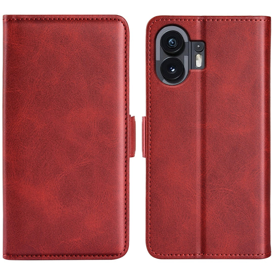 For Nothing Phone 2 Dual-side Magnetic Buckle Horizontal Flip Leather Phone Case(Red)