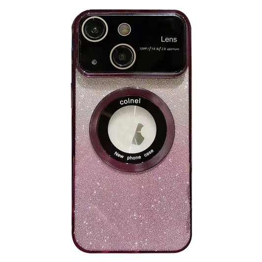 For iPhone 14 Large Window MagSafe Gradient Glitter Electroplating TPU Phone Case(Purple) - iPhone 14 Cases by buy2fix | Online Shopping UK | buy2fix