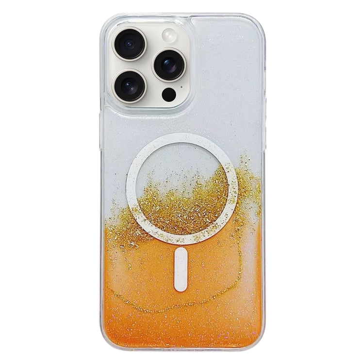 For iPhone 15 Pro Max Gilding MagSafe Hybrid Clear TPU Phone Case(Orange) - iPhone 15 Pro Max Cases by buy2fix | Online Shopping UK | buy2fix
