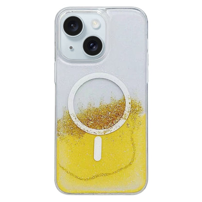For iPhone 15 Gilding MagSafe Hybrid Clear TPU Phone Case(Yellow) - iPhone 15 Cases by buy2fix | Online Shopping UK | buy2fix