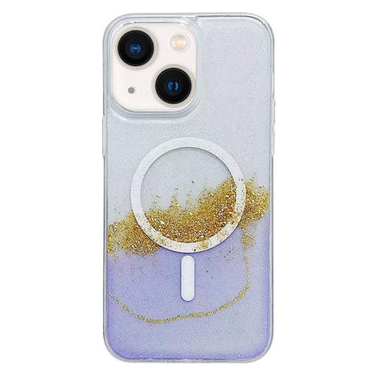 For iPhone 14 Gilding MagSafe Hybrid Clear TPU Phone Case(Purple) - iPhone 14 Cases by buy2fix | Online Shopping UK | buy2fix