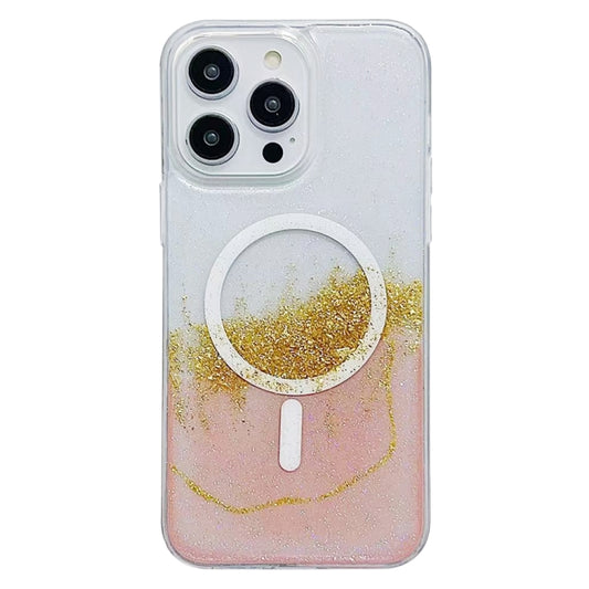 For iPhone 12 / 12 Pro Gilding MagSafe Hybrid Clear TPU Phone Case(Pink) - iPhone 12 / 12 Pro Cases by buy2fix | Online Shopping UK | buy2fix