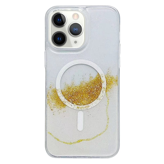 For iPhone 11 Pro Max Gilding MagSafe Hybrid Clear TPU Phone Case(White) - iPhone 11 Pro Max Cases by buy2fix | Online Shopping UK | buy2fix