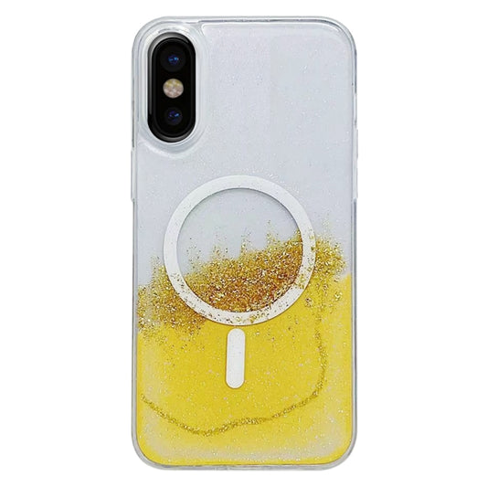For iPhone X / XS Gilding MagSafe Hybrid Clear TPU Phone Case(Yellow) - More iPhone Cases by buy2fix | Online Shopping UK | buy2fix