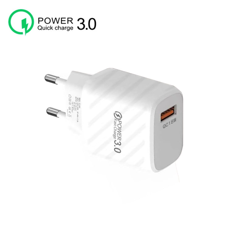 TE-005 QC3.0 18W USB Fast Charger with 1m 3A USB to Micro USB Cable, EU Plug(White) by buy2fix