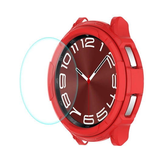 For Samsung Galaxy Watch6 Classic 47mm ENKAY Hat-Prince 2 in 1 TPU Armor Watch Case + 0.2mm 9H Tempered Glass Screen Protector(Red) - Watch Cases by ENKAY | Online Shopping UK | buy2fix