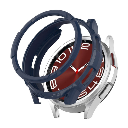 For Samsung Galaxy Watch6 Classic 47mm ENKAY Hat-Prince 2 in 1 TPU Armor Watch Case + 0.2mm 9H Tempered Glass Screen Protector(Dark Blue) - Watch Cases by ENKAY | Online Shopping UK | buy2fix