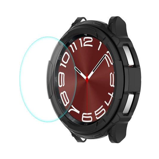For Samsung Galaxy Watch6 Classic 43mm ENKAY Hat-Prince 2 in 1 TPU Armor Watch Case + 0.2mm 9H Tempered Glass Screen Protector(Black) - Watch Cases by ENKAY | Online Shopping UK | buy2fix