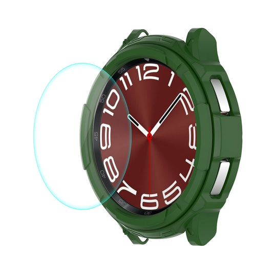 For Samsung Galaxy Watch6 Classic 43mm ENKAY Hat-Prince 2 in 1 TPU Armor Watch Case + 0.2mm 9H Tempered Glass Screen Protector(Dark Green) - Watch Cases by ENKAY | Online Shopping UK | buy2fix