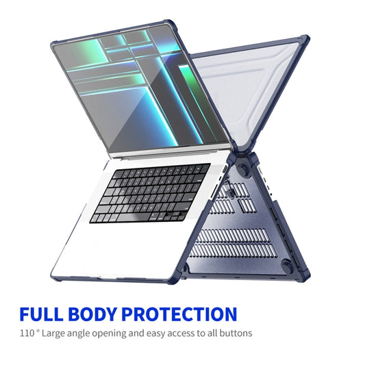 For MacBook Pro 14.2 A2442/A2779 ENKAY Hat-Prince 3 in 1 Protective Bracket Case Cover Hard Shell with TPU Keyboard Film / PET Screen Protector, Version:US(Dark Blue) - MacBook Pro Cases by ENKAY | Online Shopping UK | buy2fix