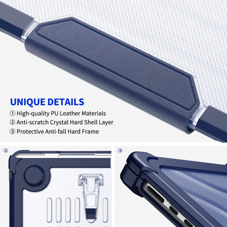 For MacBook Air 15.3 A2941/M3 2024 A3114 ENKAY Hat-Prince 3 in 1 Protective Bracket Case Cover Hard Shell with TPU Keyboard Film / PET Screen Protector, Version:EU(Dark Blue) - MacBook Air Cases by ENKAY | Online Shopping UK | buy2fix