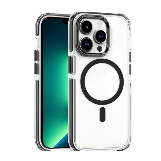 For iPhone 13 Pro Max Dual-color MagSafe TPU Hybrid Clear PC Shockproof Phone Case(Black) - iPhone 13 Pro Max Cases by buy2fix | Online Shopping UK | buy2fix
