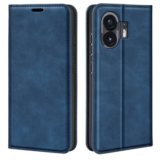 For Nothing Phone 2 Retro-skin  Magnetic Suction Leather Phone Case(Dark Blue) - Nothing Cases by buy2fix | Online Shopping UK | buy2fix