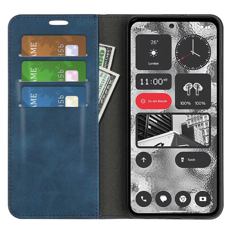 For Nothing Phone 2 Retro-skin  Magnetic Suction Leather Phone Case(Dark Blue) - Nothing Cases by buy2fix | Online Shopping UK | buy2fix