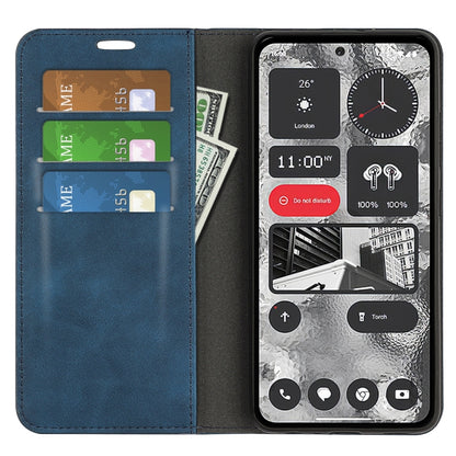 For Nothing Phone 2 Retro-skin  Magnetic Suction Leather Phone Case(Dark Blue) - Nothing Cases by buy2fix | Online Shopping UK | buy2fix