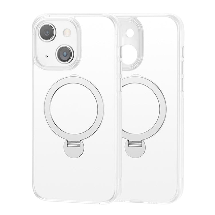 For iPhone 15 360 Magsafe Ring Holder TPU Hybrid PC Phone Case(White) - iPhone 15 Cases by buy2fix | Online Shopping UK | buy2fix