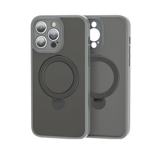 For iPhone 15 Pro 360 Magsafe Ring Holder TPU Hybrid PC Phone Case(Grey) - iPhone 15 Pro Cases by buy2fix | Online Shopping UK | buy2fix